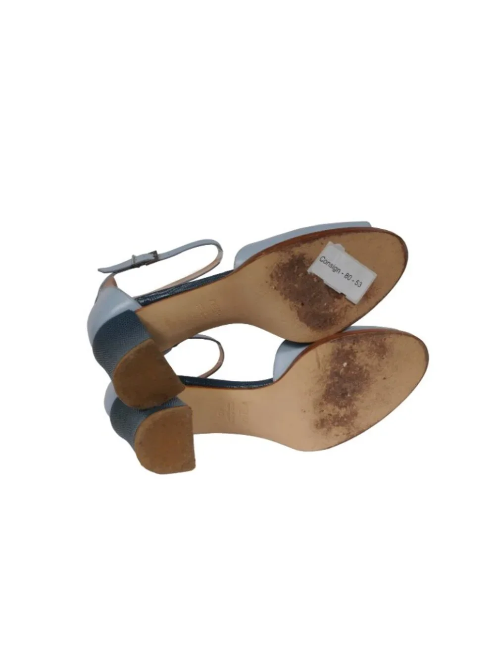 Fendi Womens Leather Cut Out Ankle Strap Size US 10 EU 40 Baby Blue Floral Toe